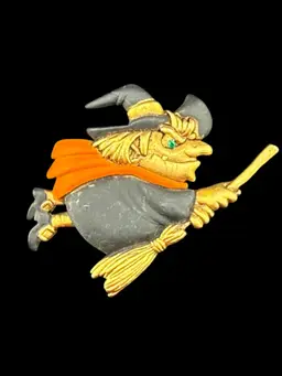 Witch And Broom Danecraft Brooch 2"
