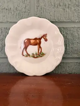 Vintage Horse Butter Pat Dish | 4” Scalloped Porcelain | Made in Japan | Equestrian Farmhouse Decor