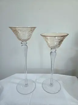 Vintage Amber/clear Long Steamed Candle Holder