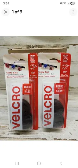 VELCRO STICKY BACK Tape 18"X3/4":Black lot of 12
