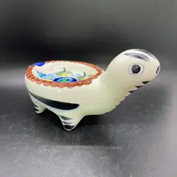 Tonala Mexico Pottery Turtle Trinket Dish Ash Tray Catchall Handmade Dish Signed