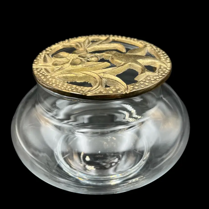 Vintage Brass & Glass Lidded Potpourri Jar