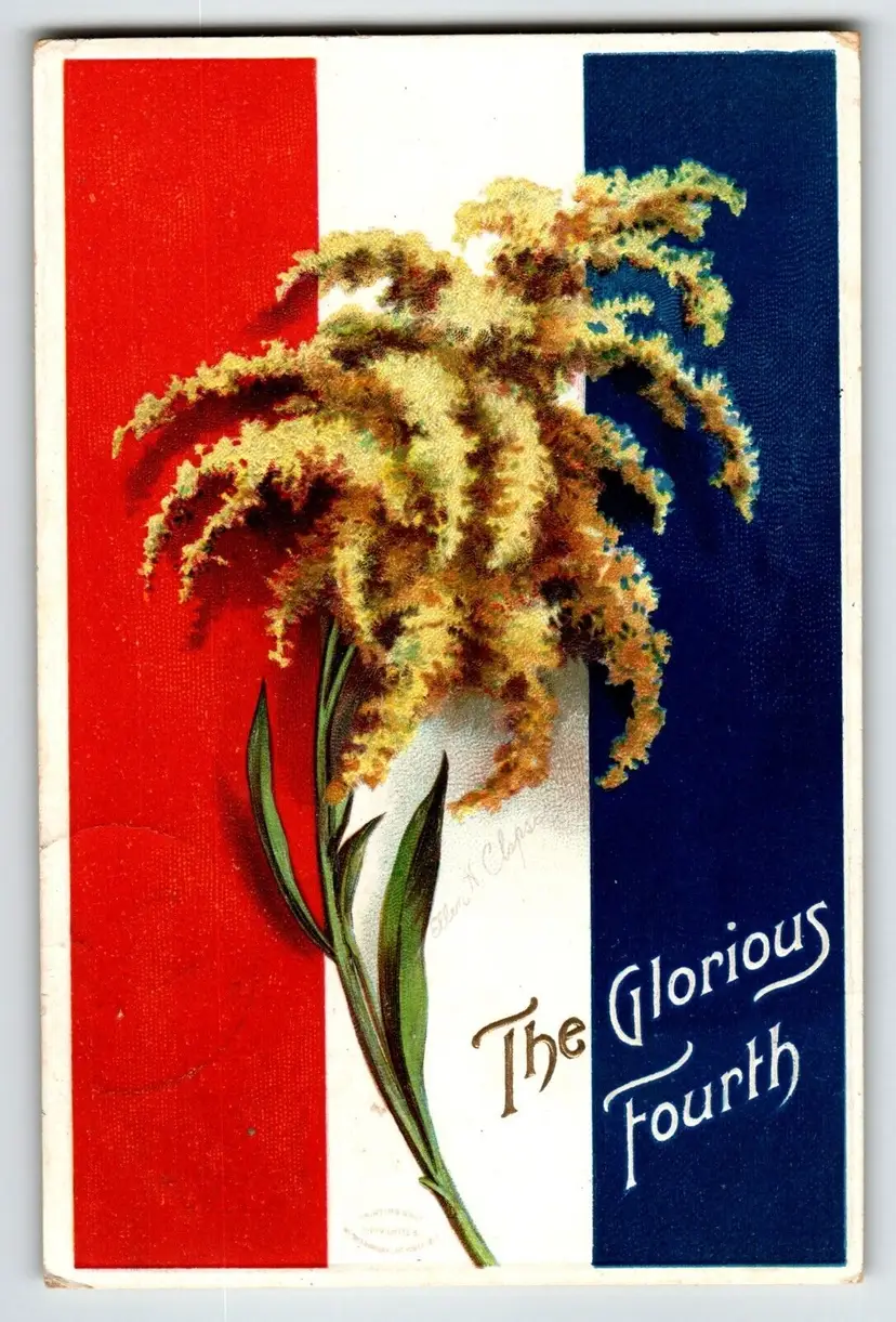4th Of July Postcard Ellen Clapsaddle Stripes Goldenrod 1912 Series 2936 USA