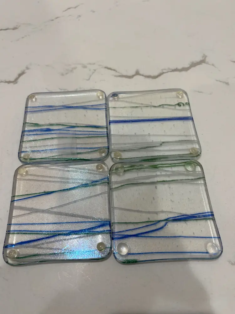 100TH LIVE THANK YOU:  4 Fused Glass Coasters