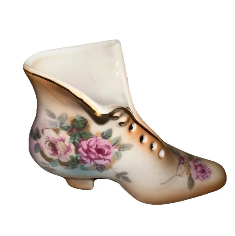 Shoe Victorian RS Reinhold Schlegelmilch Hand Painted Porcelain Vintage