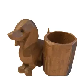 Small Wooden Dog With Toothpick Holder