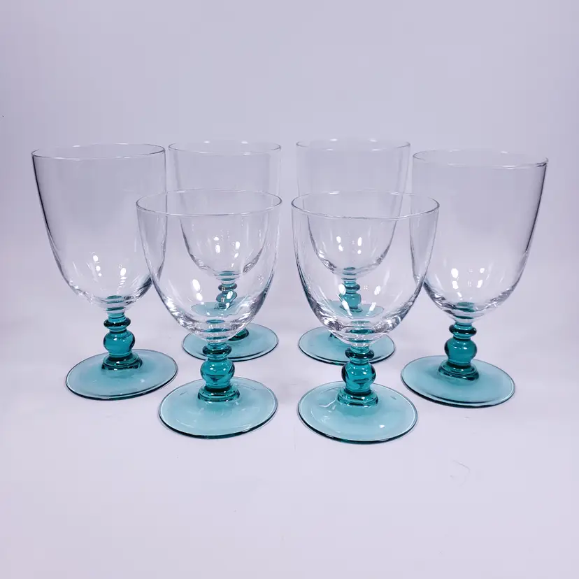 Vintage MCM Cristal D'Arques Courtyard Turquoise WATER & ICED TEA GLASS SET