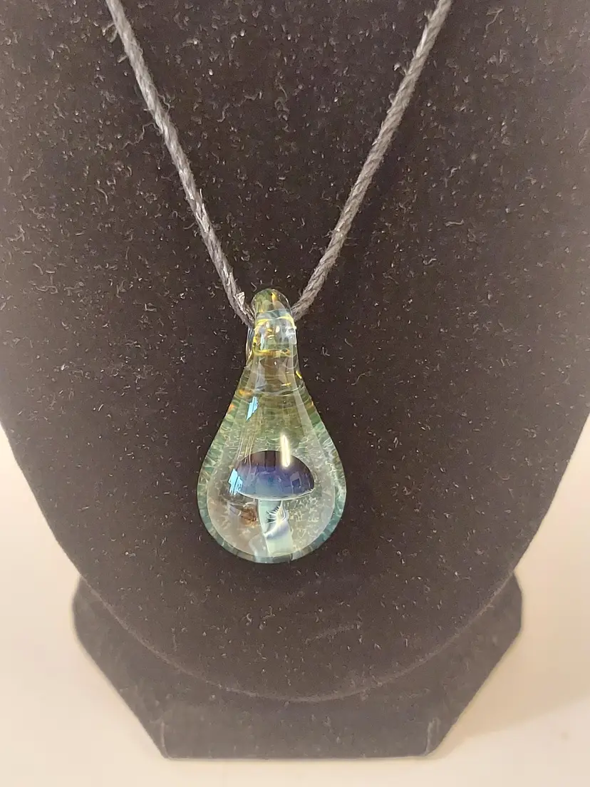 Art Glass Mushroom Pendant Necklace