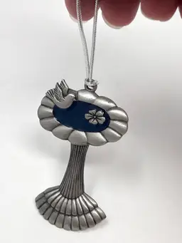 Gloria Duchin Pewter Birdbath Ornament 3" Made in USA 2004