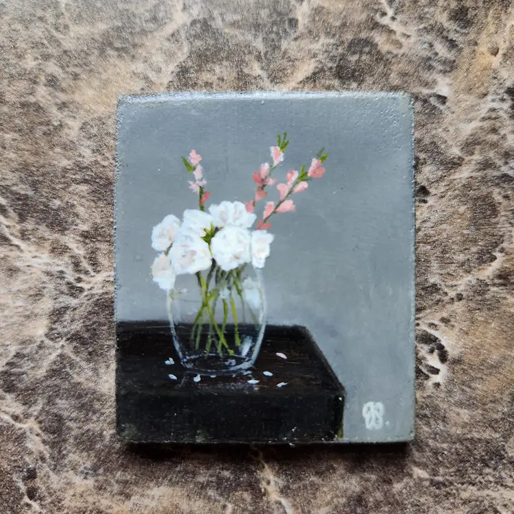Miniature Oil Painting On Masonite Board Signed By The Artist Free Shipping