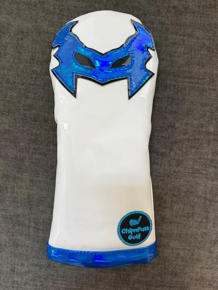 ChipnPutt Golf “Luchador  White & Blue” Hybrid Headcover , Handmade. Ships next Day