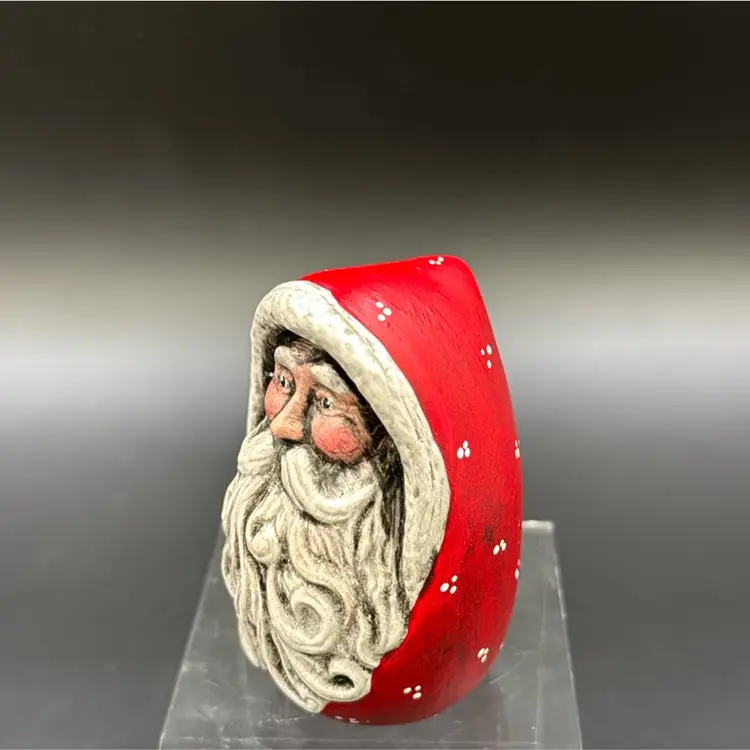 Vintage Ceramic hand painted Santa Claus Figurine With With Signature
