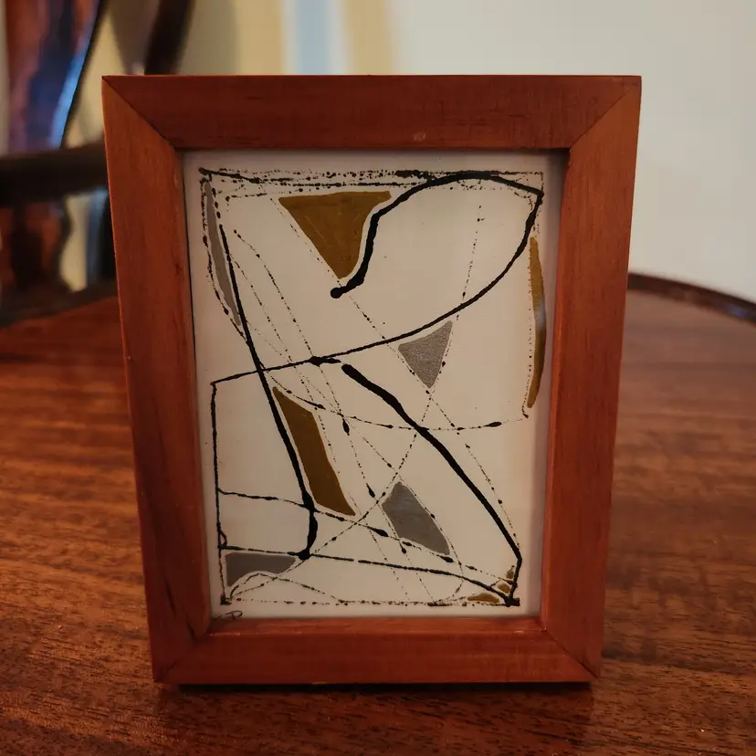 Marble Art On Watercolor Paper Original Signed By The Artist Frame Included 3x4