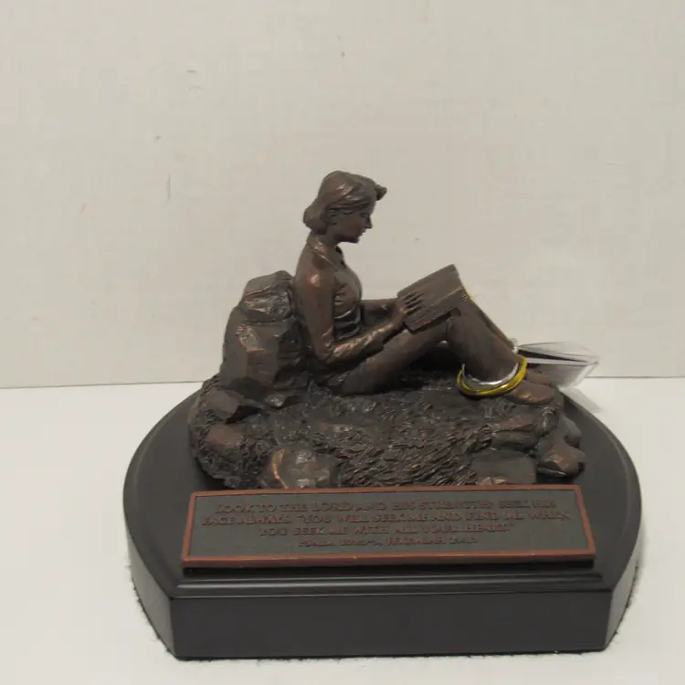 PUTTING GOD FIRST WOMEN SCULPTURE (20126) Spiritual-Resin w/Black Satin Finish