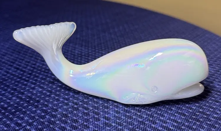 Fenton Whale Iridescent white 5.25” long