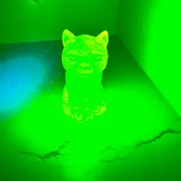 West Virginia Glassworks Topaz Sitting Cat - UV Reactive