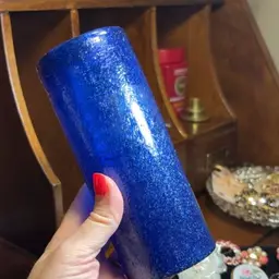 Blue Hand blown Blown Glass Vase Vessel. Textured.