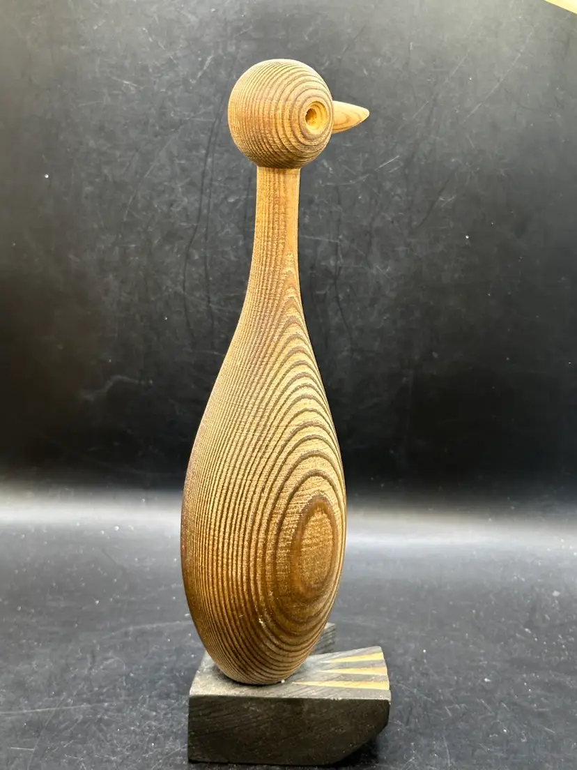 MID CENTURY MODERN Wooden Carved FIGURINE DUCK