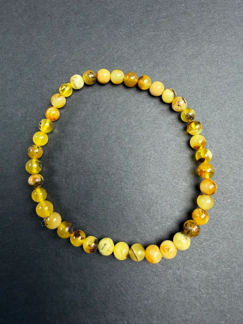 Natural Amber Stretch Bracelet 5mm Beads Stone Crystal 6.5" Healing UVs