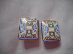 Vintage 1980s clip on earrings Multicolor ethnic look costume jewelry Aztec