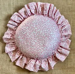 Pink Mauve White Round Ruffle Throw Pillow Waverly Fabrics F Schumacher Retro