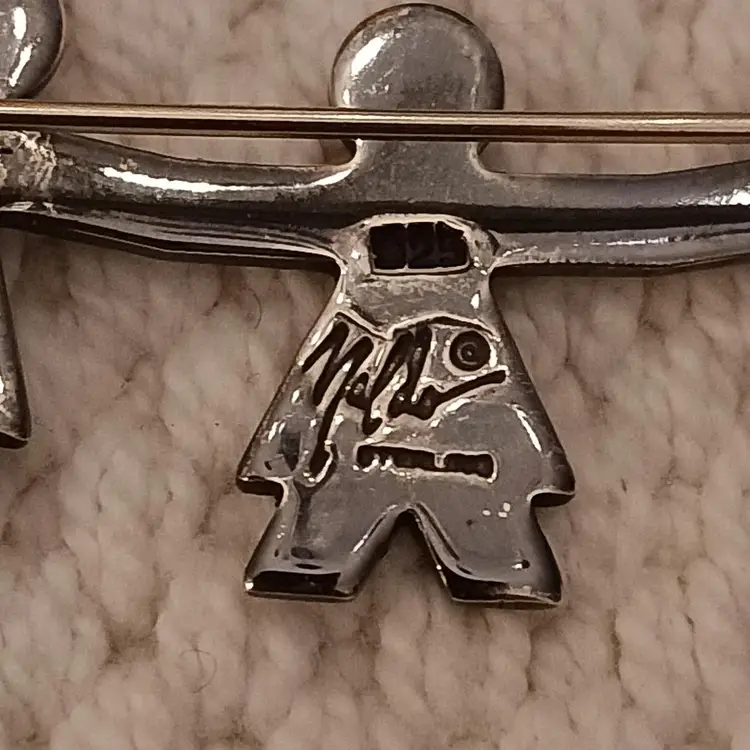 Vintage Three Friends Pin with Gold Hearts Signed Naldo