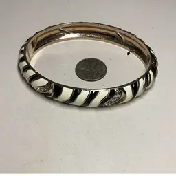 Black & White Clamper Bracelet With Rhinestones