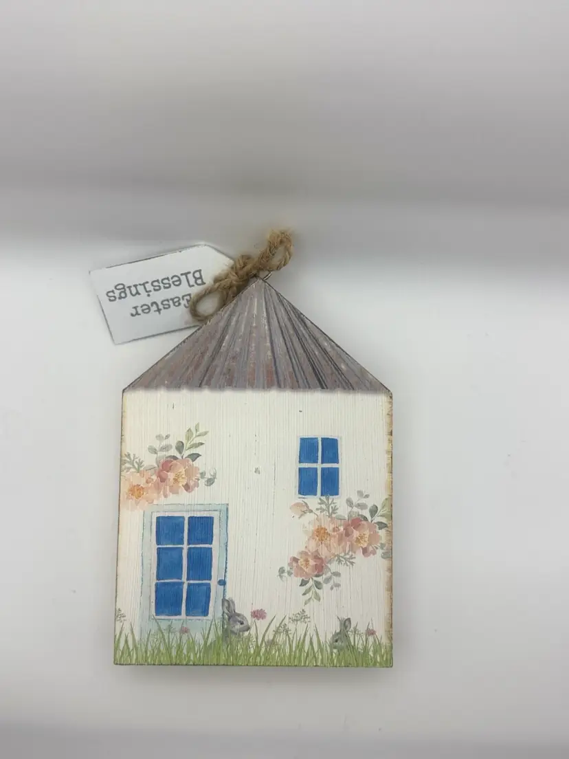 Wooden Block House ‘Easter Blessings’ 7” X 4”