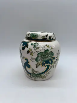 Circa 1920 MASON’S England Chartreuse Green/Gold Ginger Jar Lidded Ironstone