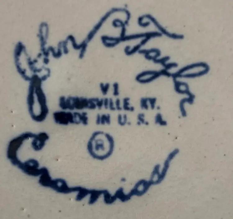 Louisville Stoneware Pottery Handmade Kentucky Blue Glazed Crock/Planter/Vase/Utensil Holder 7”