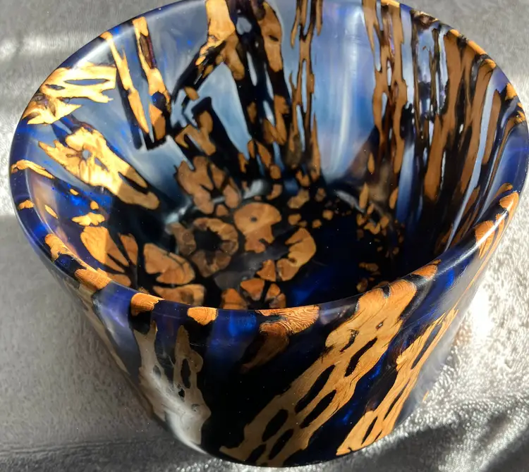 Handcrafted Cholla Cactus and Blue Epoxy Bowl