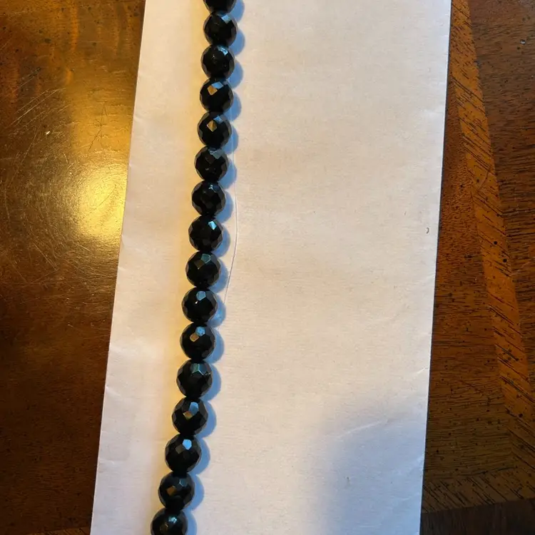 Vintage Black Glass Bead Necklace