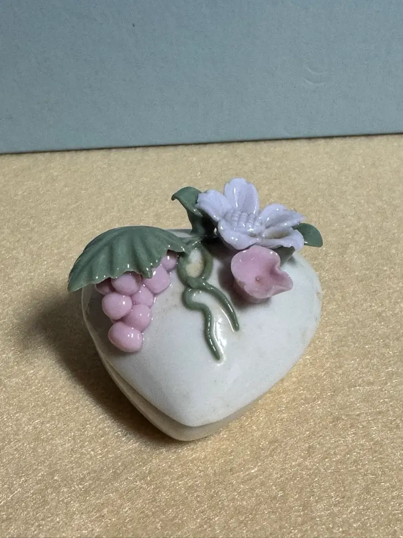 Heart Shaped Bisque Trinket Box