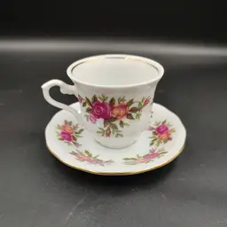 Vtg Crystal Clear Demitasse Teacup and Saucer Set