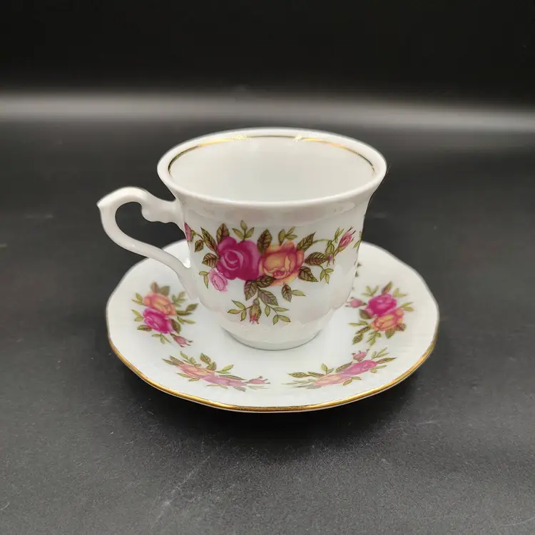 Vtg Crystal Clear Demitasse Teacup and Saucer Set