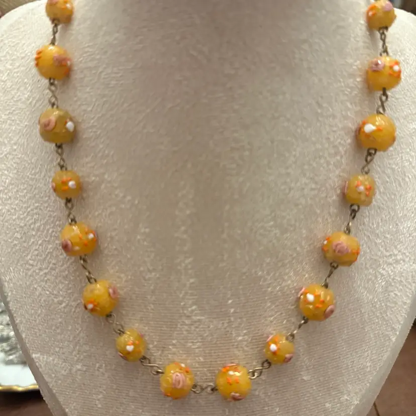 Murano Wedding Cake Bead 16” Necklace