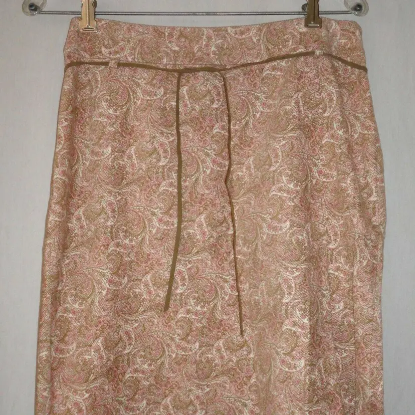 Ann Taylor cotton blend Pink brown Paisley corduroy Skirt Sz 6