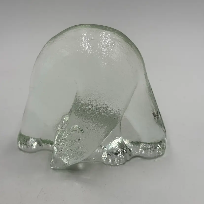 Images International Clear Art Glass Polar Bear Figurine Paperweight Vintage Single Bookend