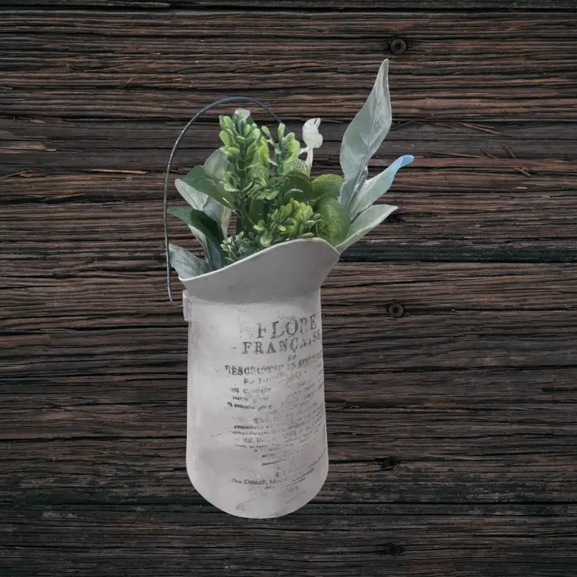 Upcycled By Me Paper Mache 11” Farmhouse Floral Pitcher Decor