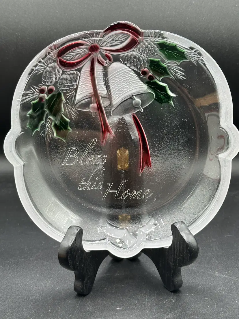 Mikasa Celebrations Christmas Bell & Ribbon "Bless This Home" Serving Plate