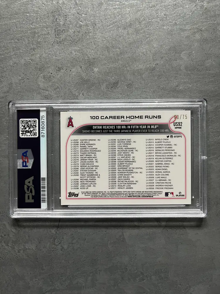 2022 Topps Chrome Update Sapphire #92 SHOHEI OHTANI Green Refractor #60/75 PSA 10