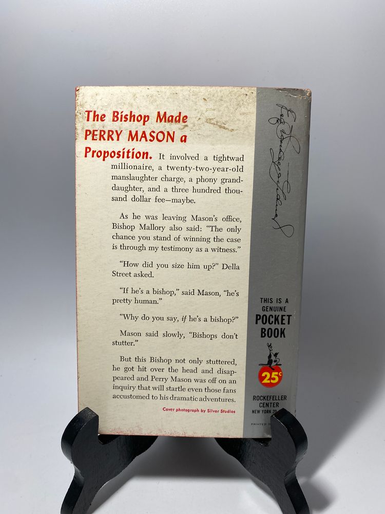 Vintage 'The Case of the Stuttering Bishop-A Perry Mason Mystery' By Erle Stanley Gardner Paperback Book 1954 Pocket Book
