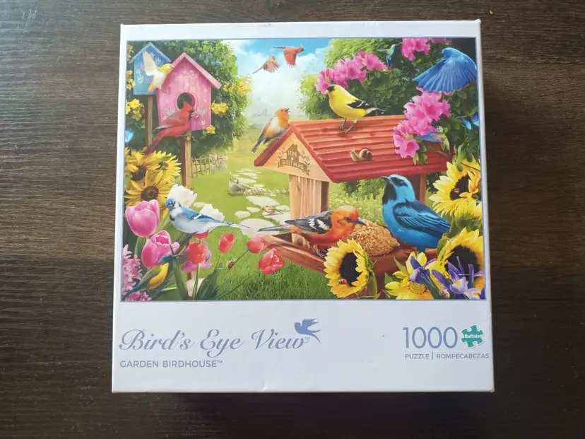 Garden Birdhouse 1000 Piece Jigsaw Puzzle with Poster Birds Eye View by Buffalo
