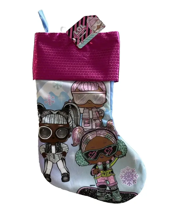 LOL Surprise Christmas Stocking 14" Length Pink Faux Sequin NWT