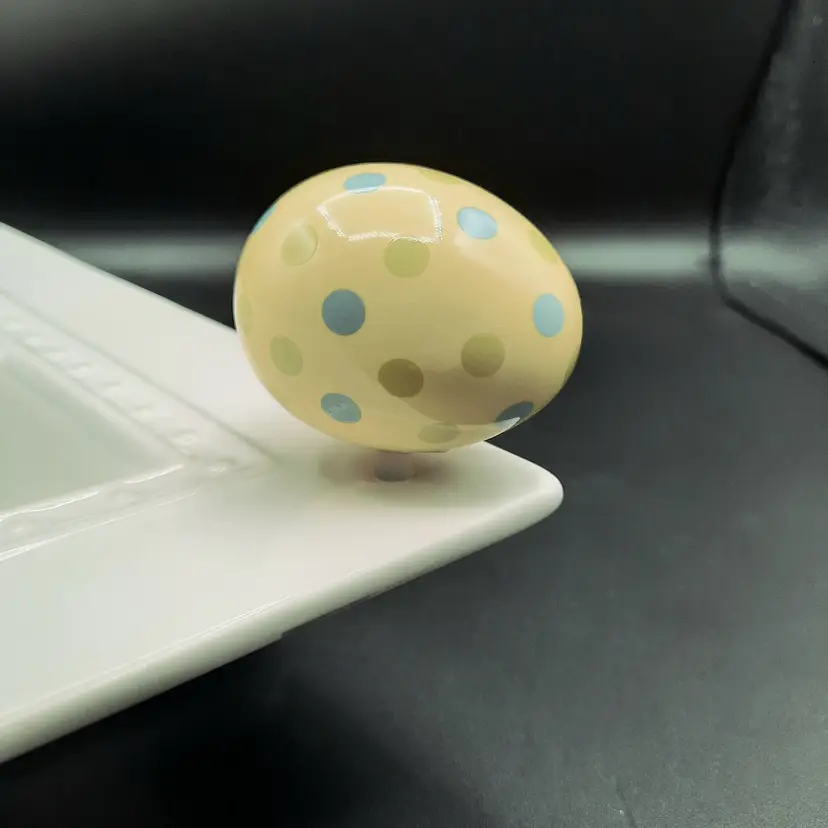 Nora Fleming Easter Egg Mini Retired Yellow with Blue & Green Polka Dots