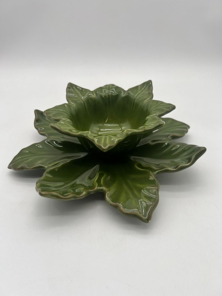 #12 Skyros Leaves Fern Green Ceramic Bowl & Plate