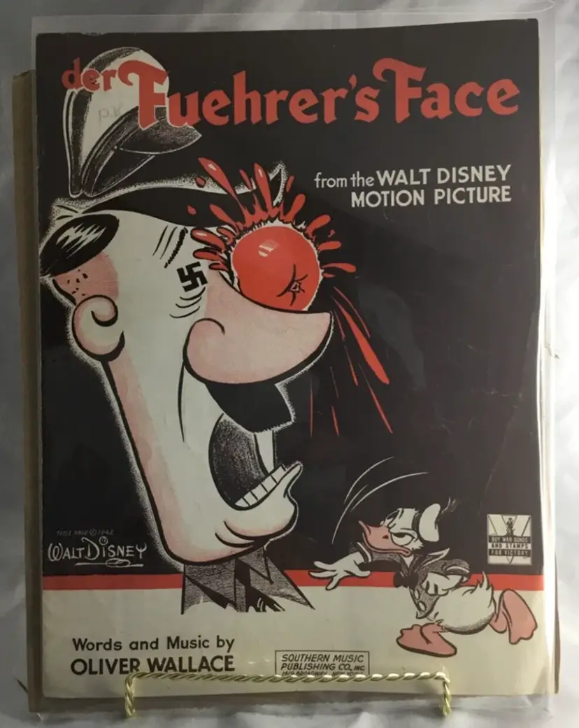 1942 WALT DISNEY ANTI FASCIST CARTOON COVER SHEET MUSIC "DER FUEHRER'S FACE"