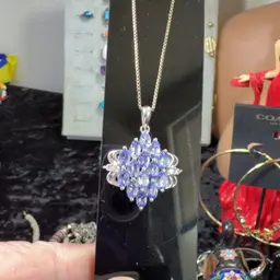 Tanzanite Sterling Silver Pendant On Vintage Italian 925 18” Box Chain