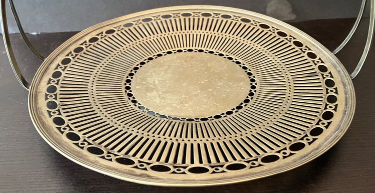 Vintage Metal Serving Platter with Handle