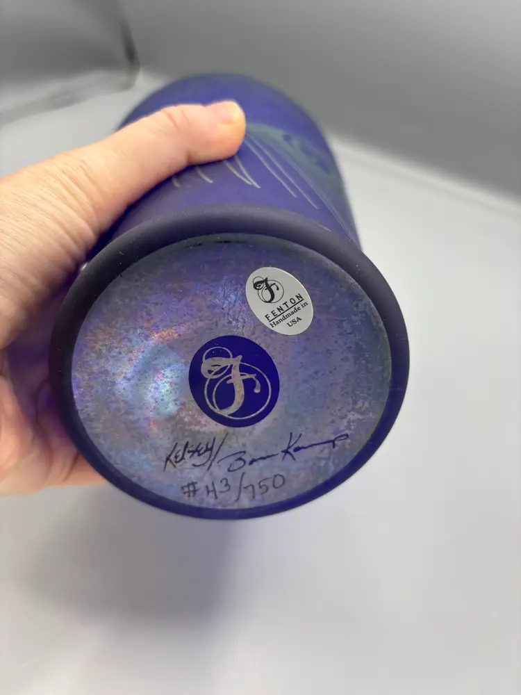 Fenton Kelsey Murphy Peacock vase